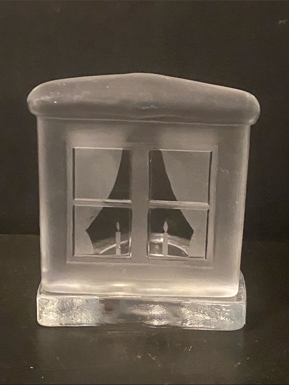 Nybro Sweden Frosted Glass Windowhouse Decorative Tealight Holder